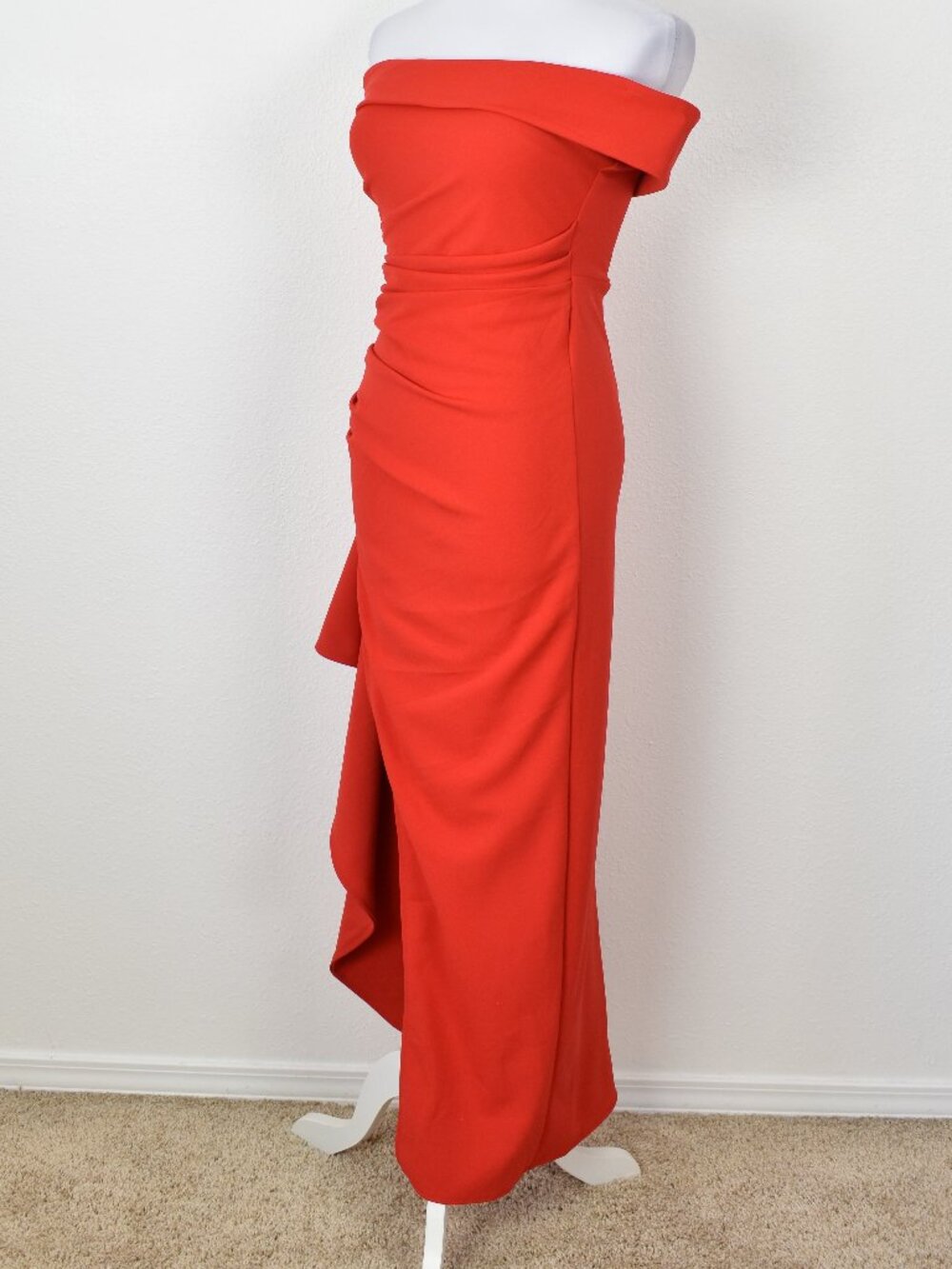 Saints & Secrets Cha Cha Off Shoulder Thigh Split Maxi Dress Red - S - Picture 4 of 10